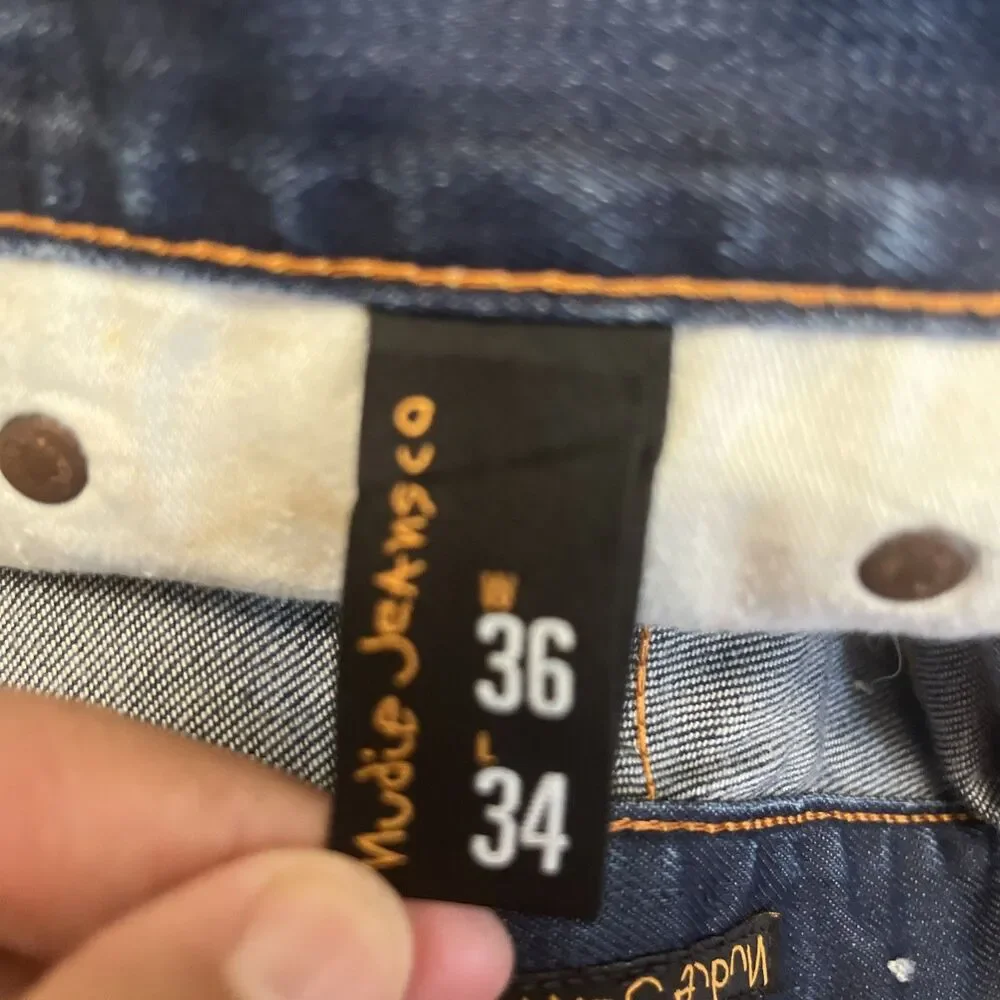 NUDIE JEANS Men's Big Bengt Jeans Nordic Ice Blue Cotton Button Fly Size 36x32